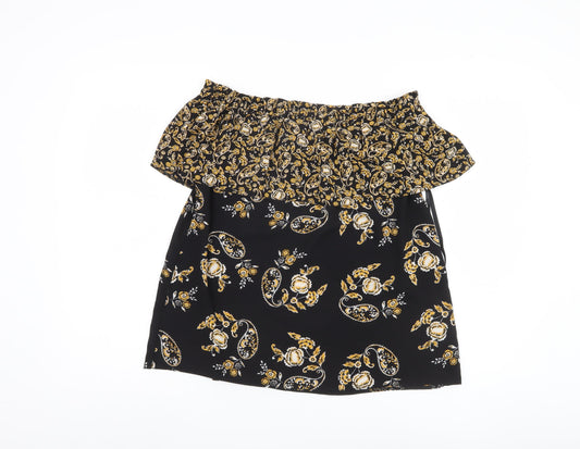Dorothy Perkins Women Black Floral Off Shoulder Top