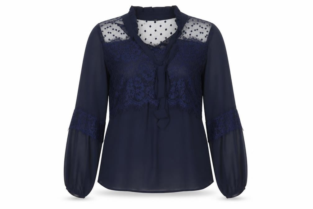 Mela London Women's Blue Polka Dot Blouse