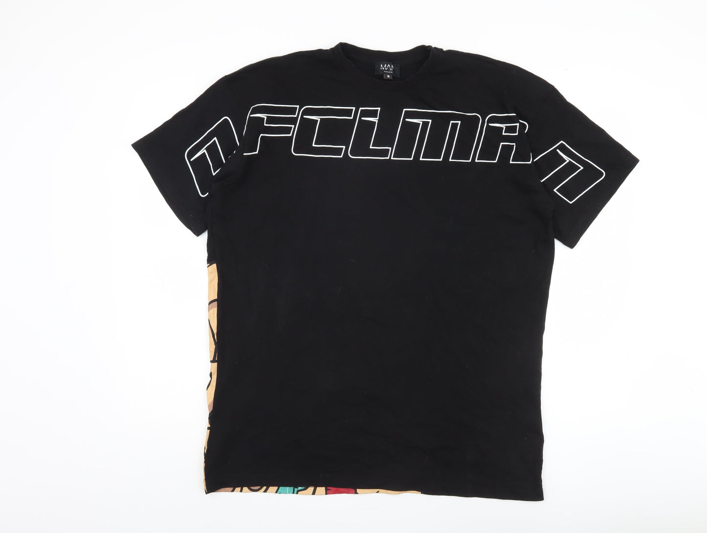 boohooMAN Men's Black S Graphic T-Shirt, Short Sleeve