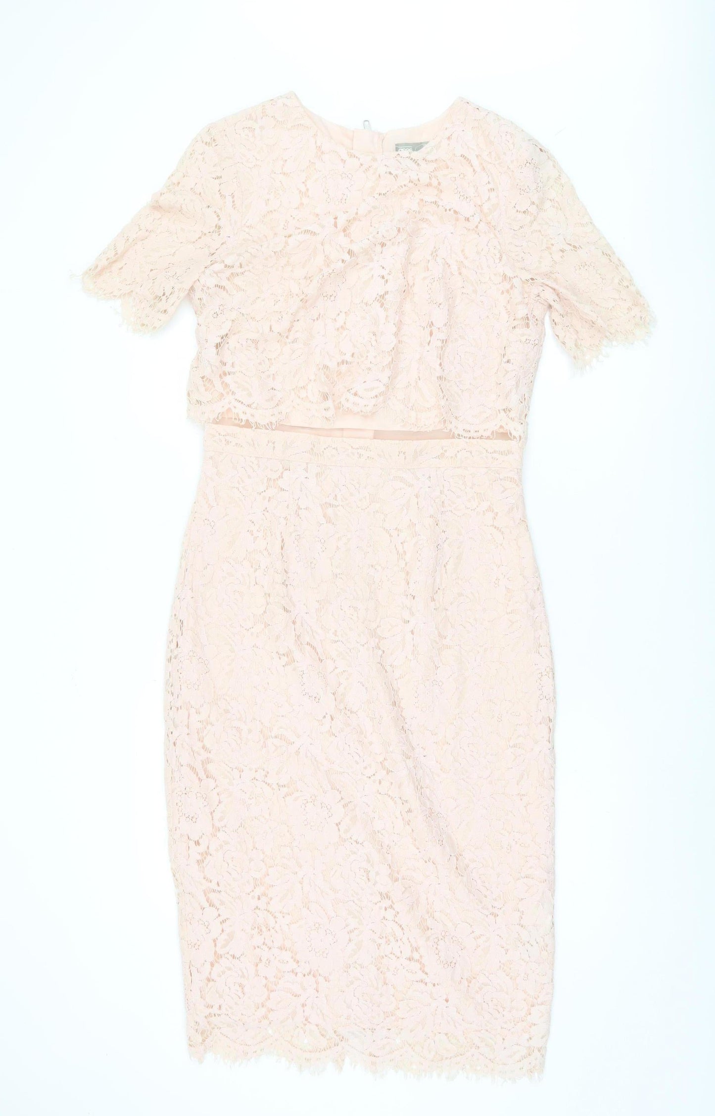 ASOS Women's Pink Lace Sheath Dress Size 12