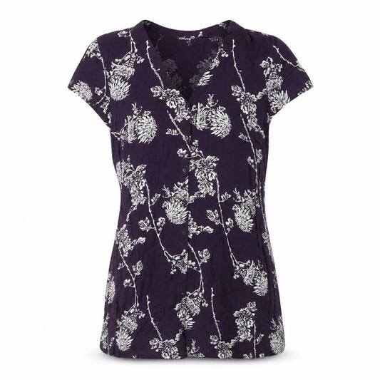 Front view of Jacqueline de Yong Women's Purple Floral Top, size 10