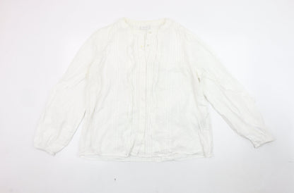 VILA Women's White Blouse - Size 16, Button Accent