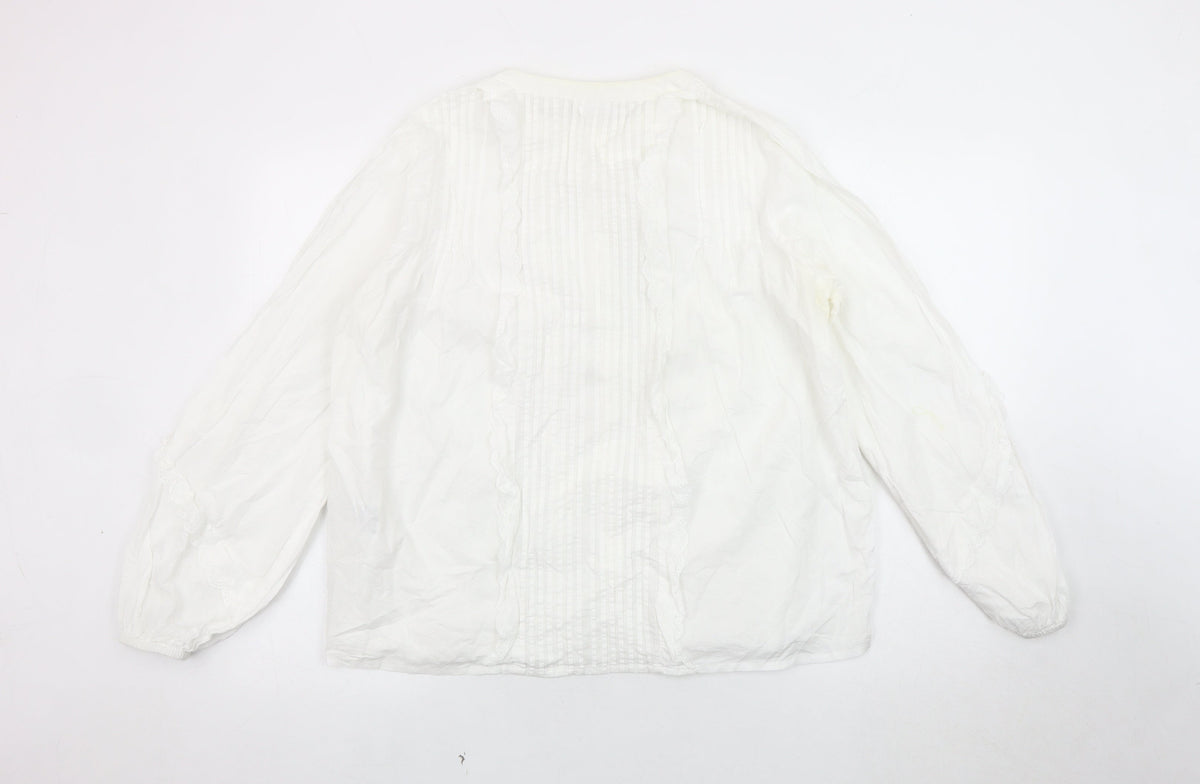 VILA Women's White Blouse - Size 16, Button Accent