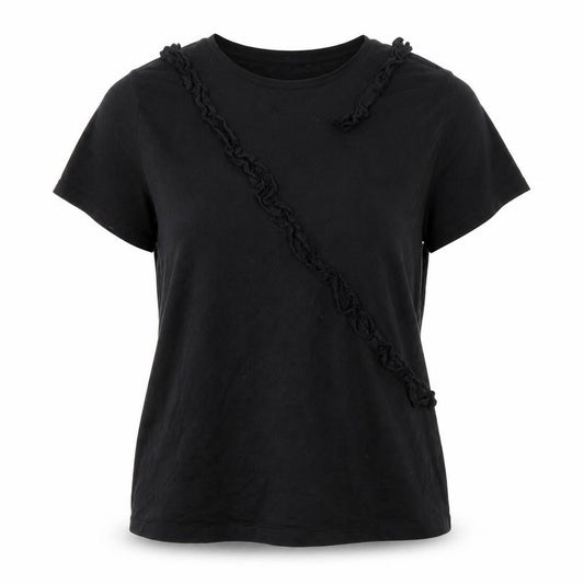 V by Very Women's Black T-Shirt Size 16 Casual Ruffle