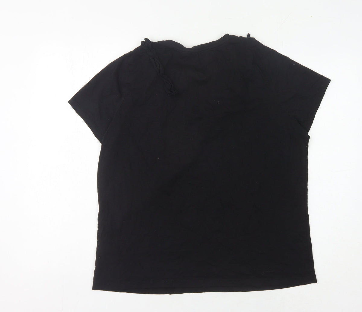 V by Very Women's Black T-Shirt Size 16 Casual Ruffle