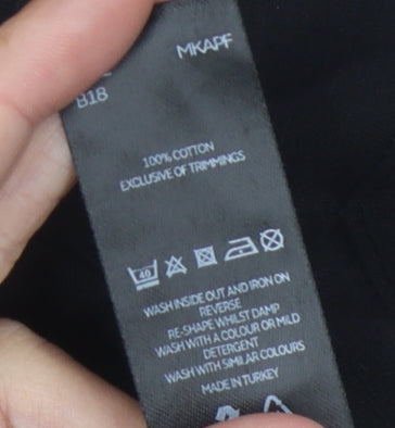 V by Very Women's Black T-Shirt Size 16 Casual Ruffle