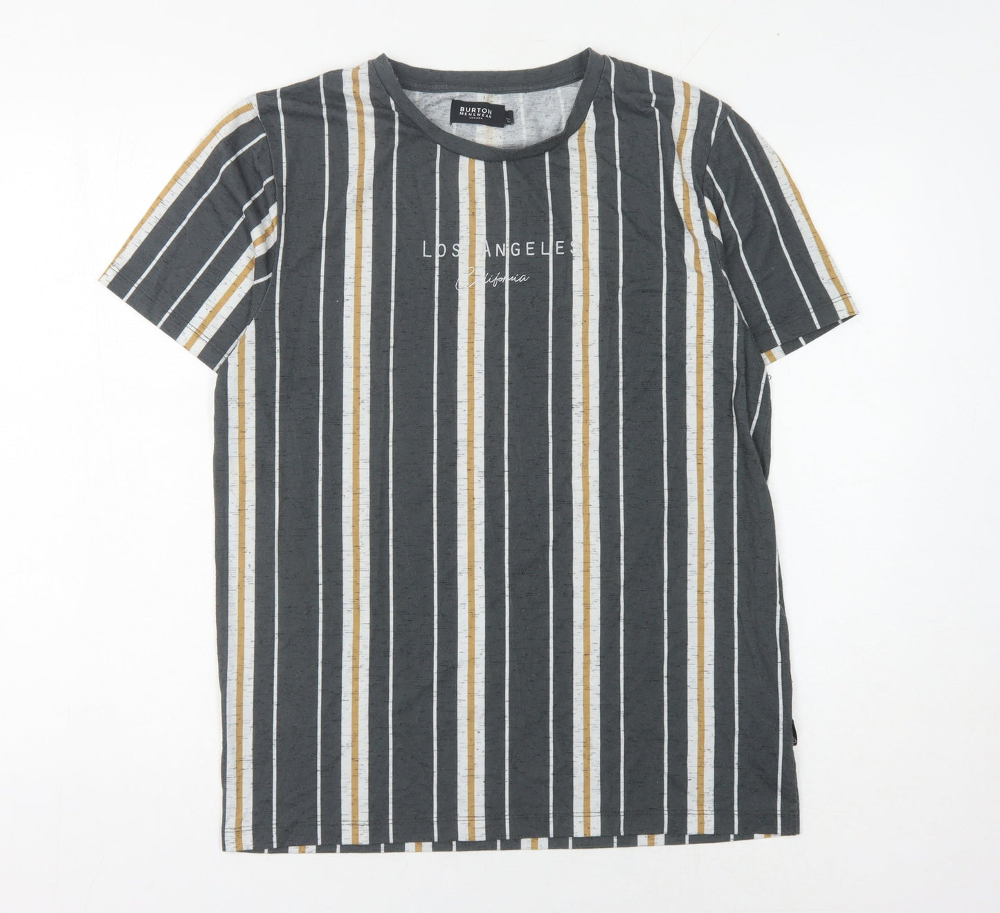 Burton Men's Multicoloured Striped Crew Neck T-Shirt M