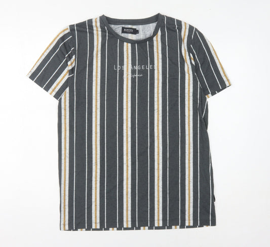 Burton Men's Multicoloured Striped Crew Neck T-Shirt M