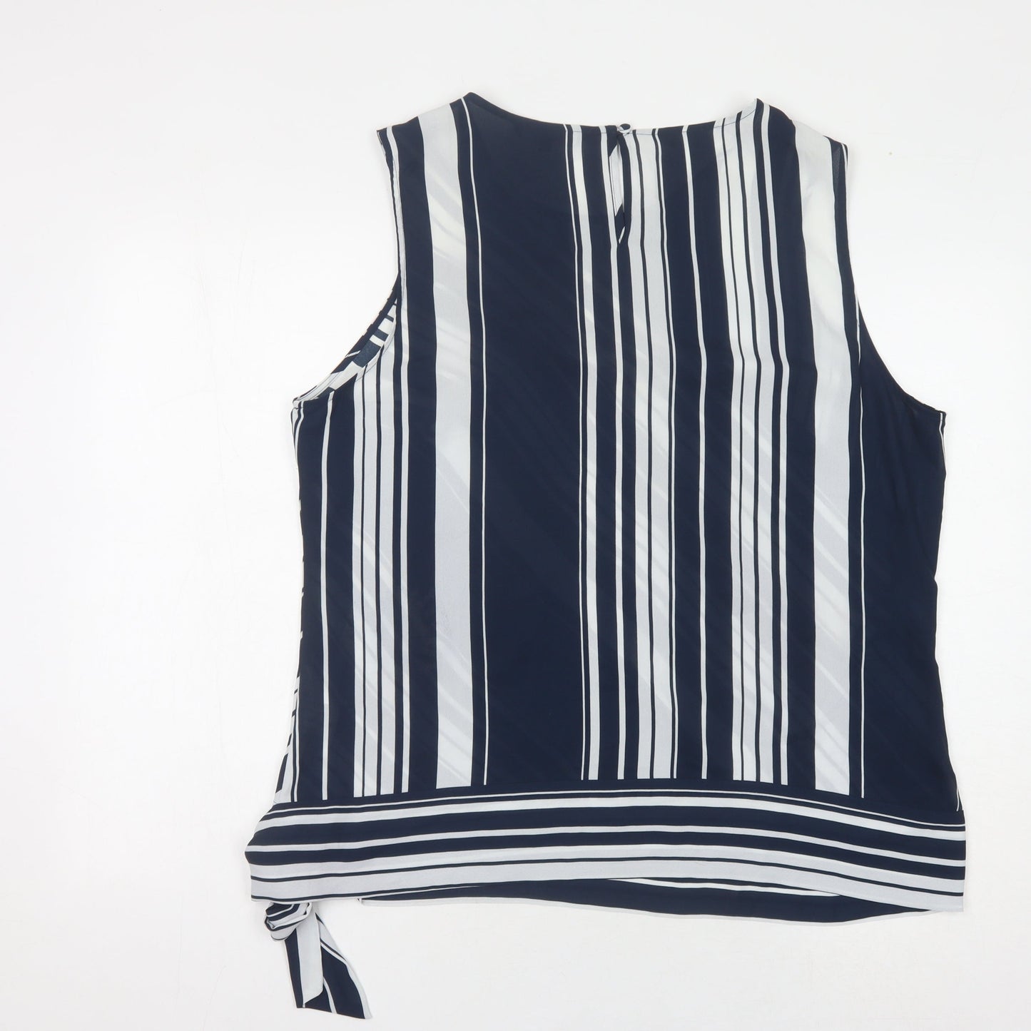 Debenhams Women's Blue Striped Sleeveless Blouse Size 18
