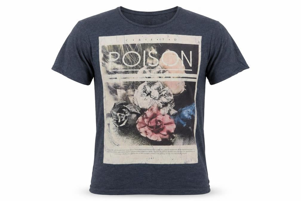 Crafted Men's Blue Graphic Print T-Shirt, Size S