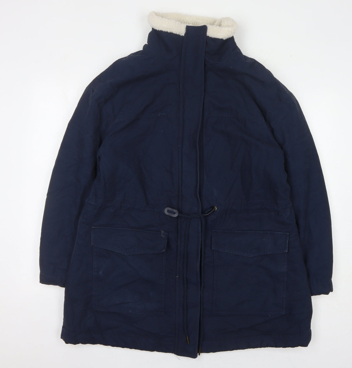 Marks & Spencer Women's Blue Hooded Parka Coat Size 14