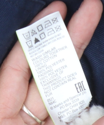 Marks & Spencer Women's Blue Hooded Parka Coat Size 14