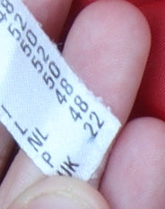 Close-up detail of C&A Women's Red Blazer, size 14, Regular Fit
