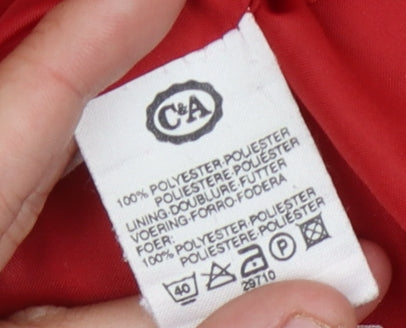 Brand and care label for C&A Women's Red Blazer, size 14, Regular Fit