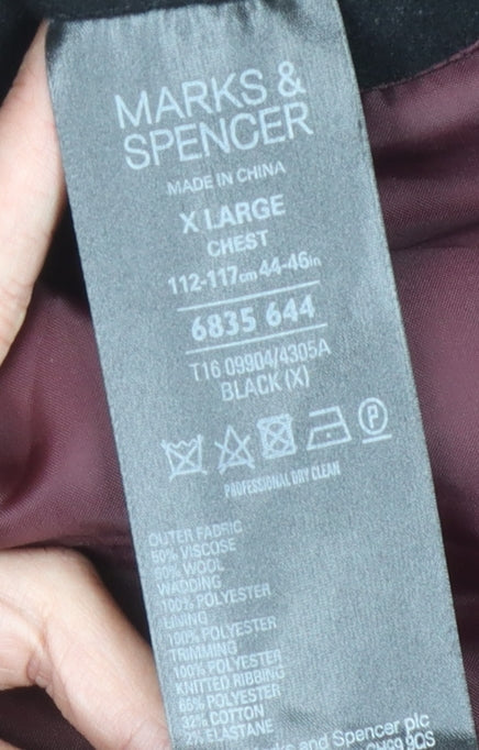 Marks and Spencer Men's Black XL 44" Trench Coat