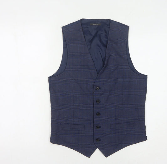 Marks and Spencer Men's Blue Check Waistcoat Size 36R