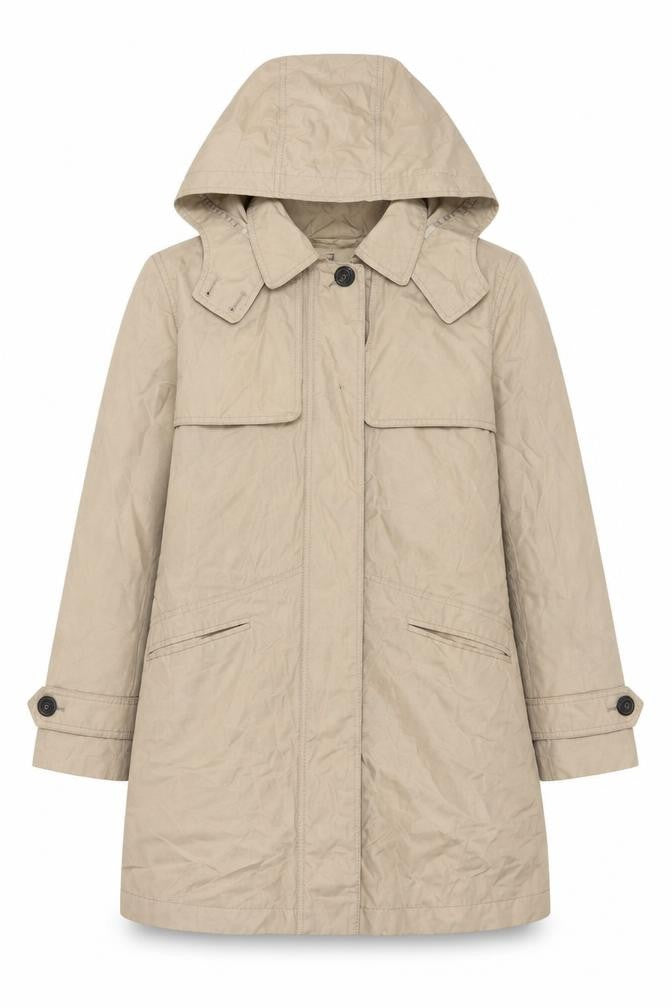 Basler Women's Beige Hooded Rain Coat Size 10
