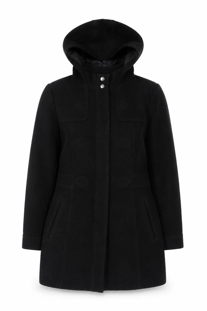 BHS Women's Black Mid-Length Hooded Coat Size 12