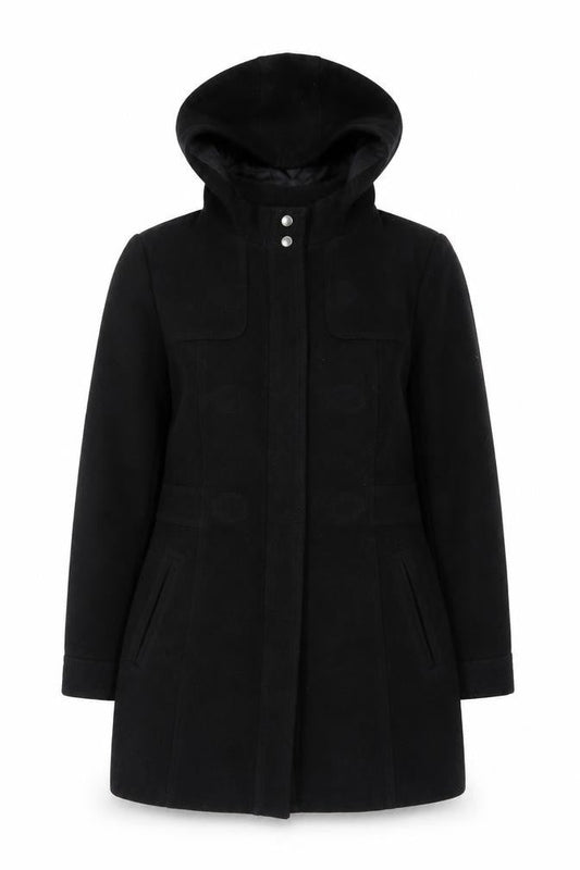 BHS Women's Black Mid-Length Hooded Coat Size 12