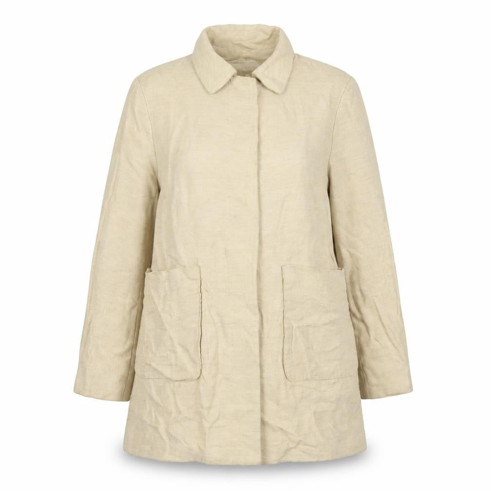 Zara Basic Womens Beige Linen Coat, Size 12
