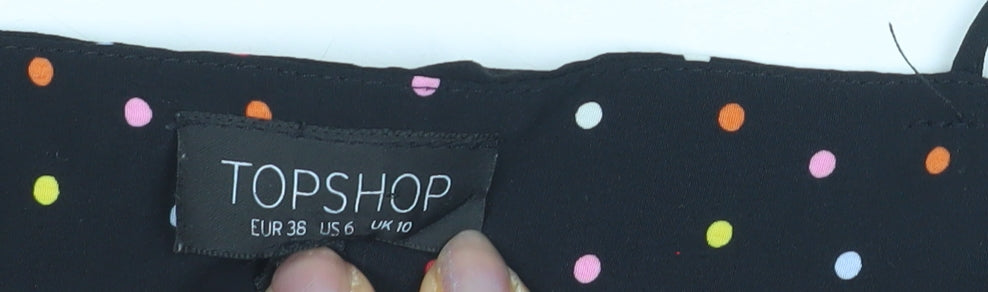 Topshop Women's Black Camisole Polka Dot Tank Size 10