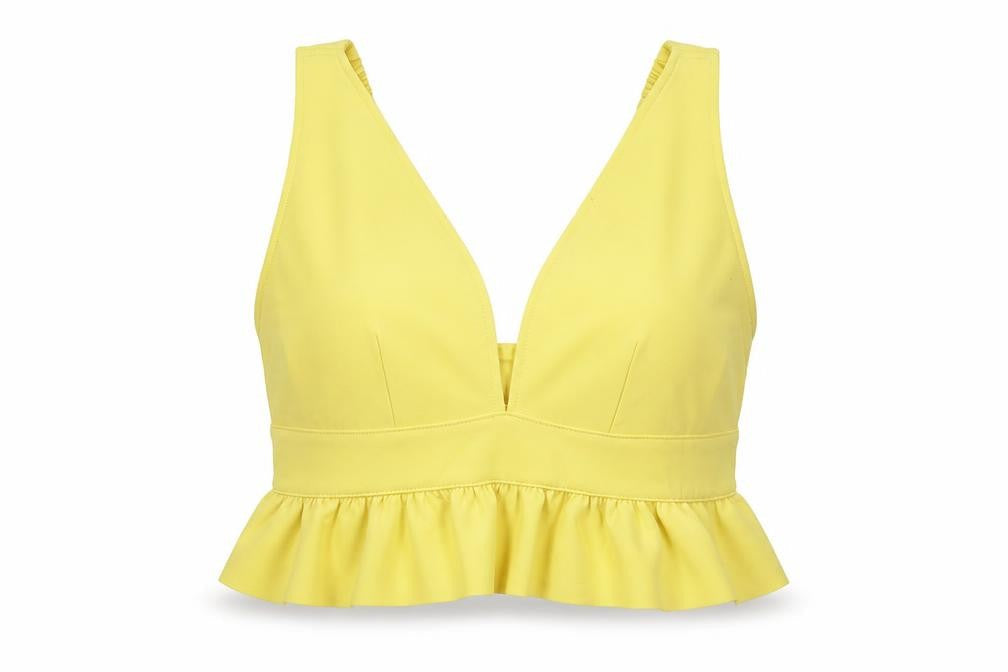 River Island Women's Yellow Cropped Blouse, Size 12