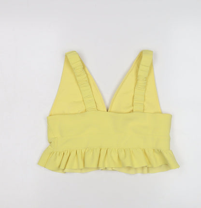 River Island Women's Yellow Cropped Blouse, Size 12