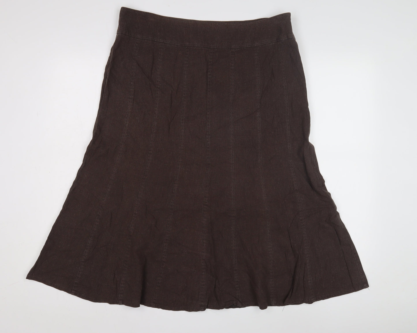 EWM Women's Brown Linen A-Line Skirt Size 16