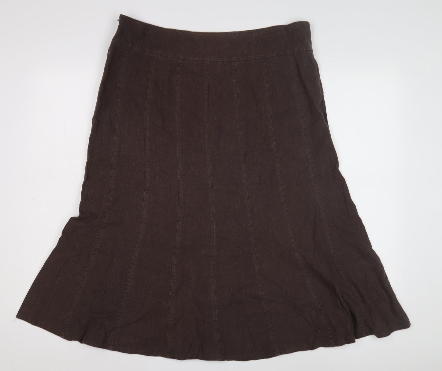 EWM Women's Brown Linen A-Line Skirt Size 16