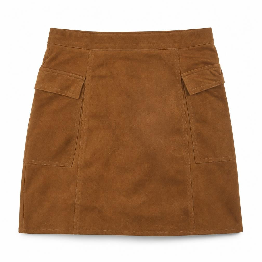 Diffuse Women's Brown Suede Cargo Skirt