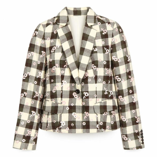 Joseph Women's Brown Check Blazer, Size 16, Classic Fit