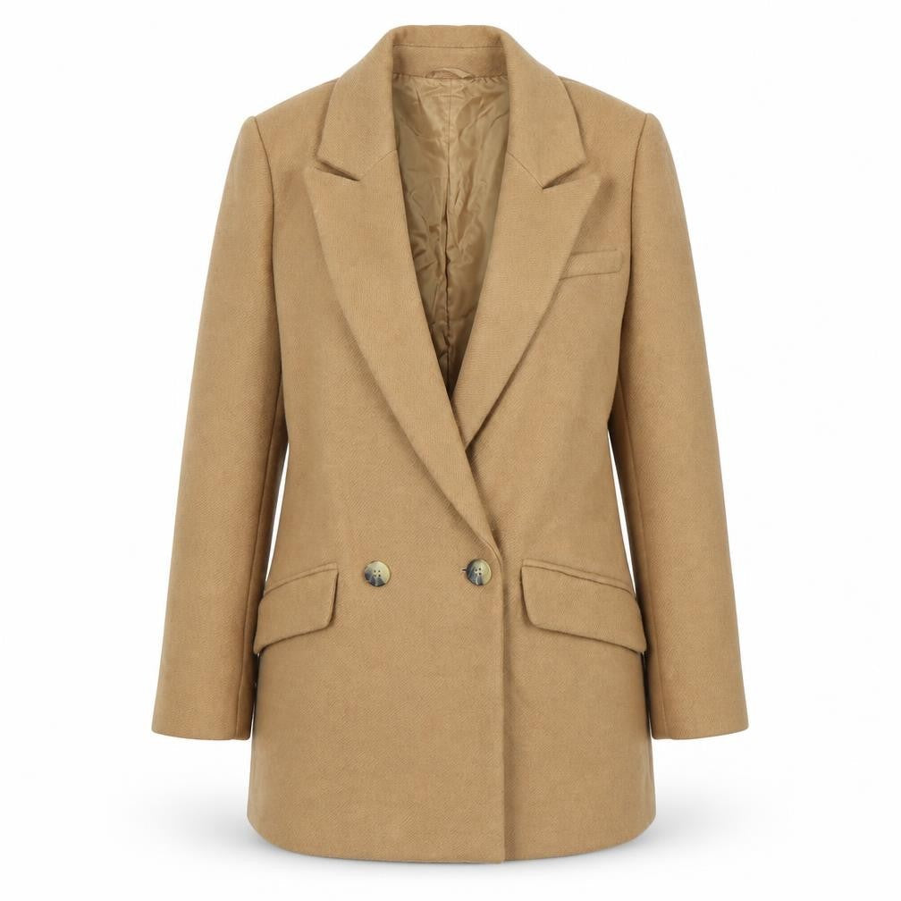 Pull&Bear Women's Brown Mid-Length Overcoat