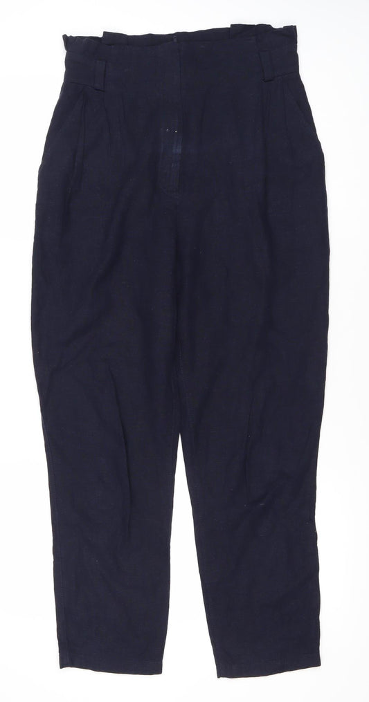 Asos Women's Blue Linen Blend Trousers Size 8