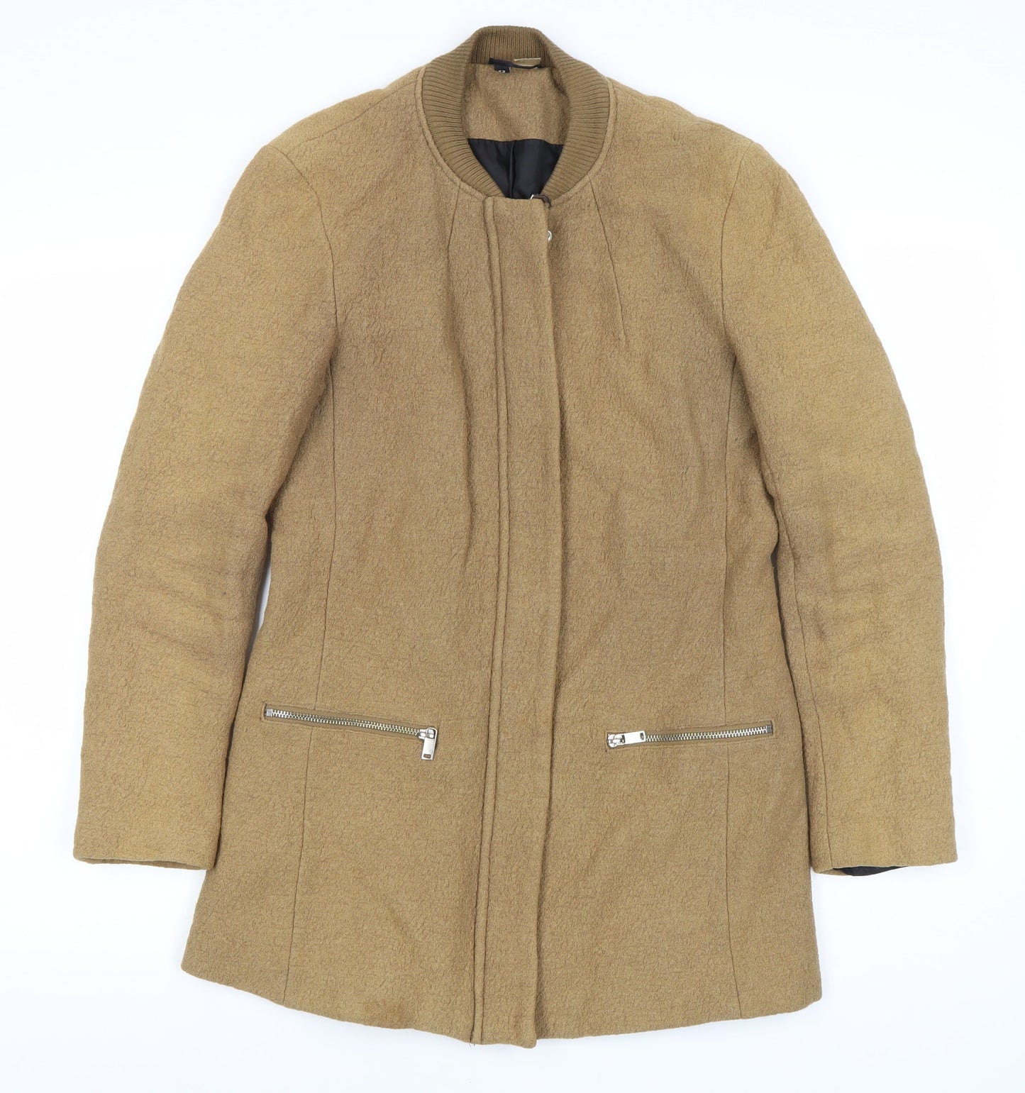 H&M Women's Brown Basic Jacket, Size 12, Mid-Length