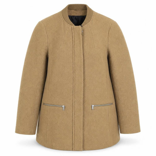 H&M Women's Brown Basic Jacket, Size 12, Mid-Length