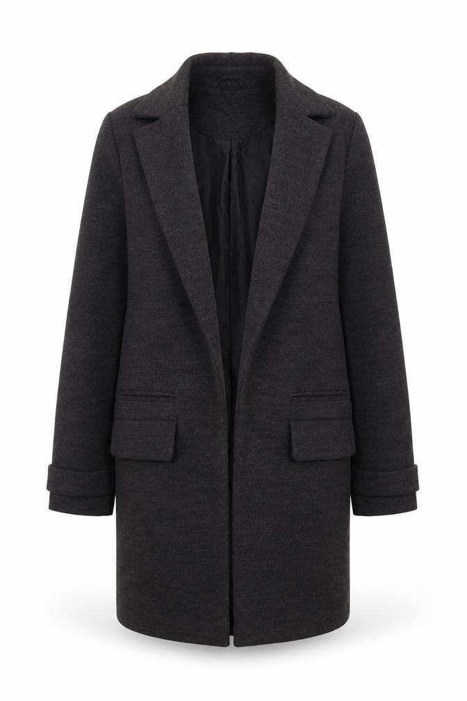 New Look Women's Black Mid-Length Petite Coat - Size 8