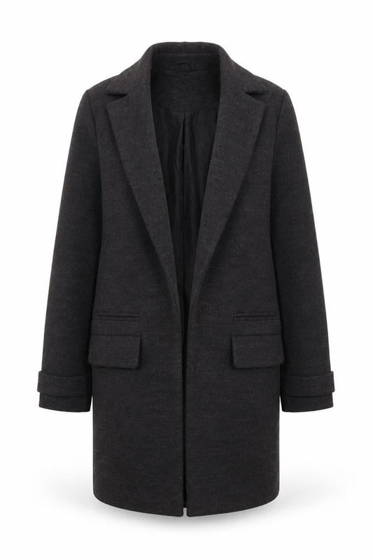 New Look Women's Black Mid-Length Petite Coat - Size 8