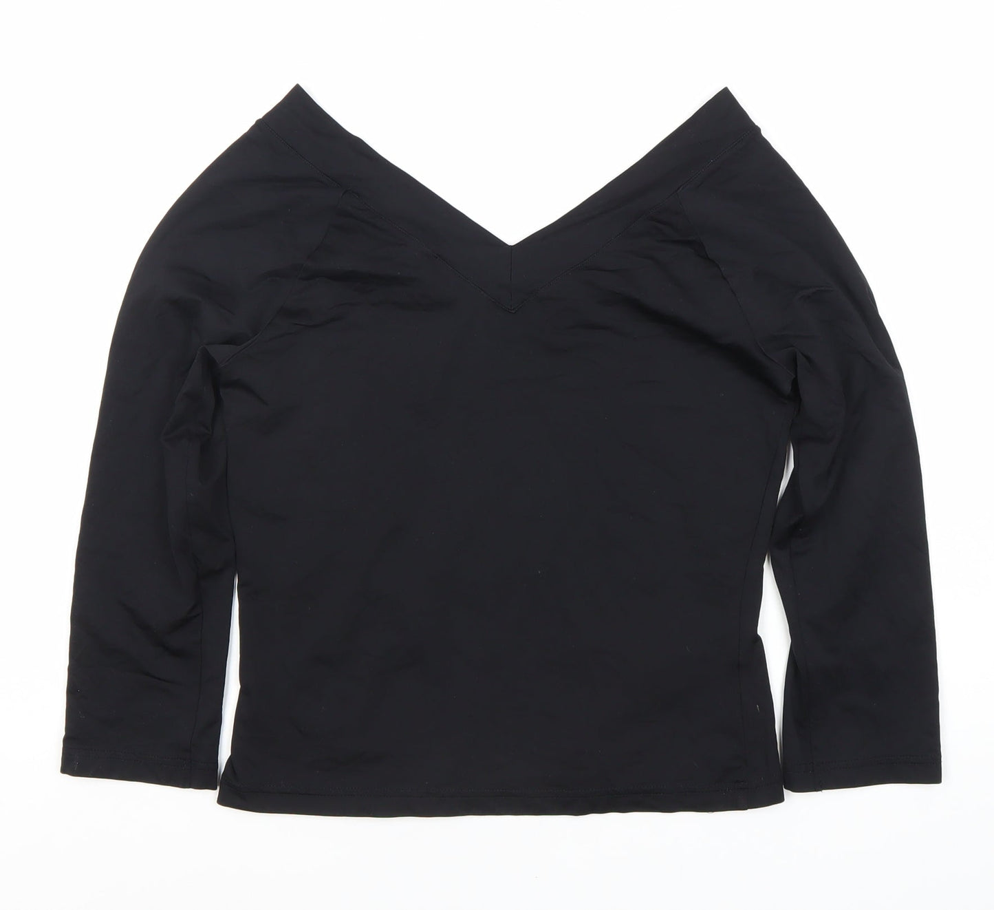 Amaranto Women's Black V-Neck Top - Size 12