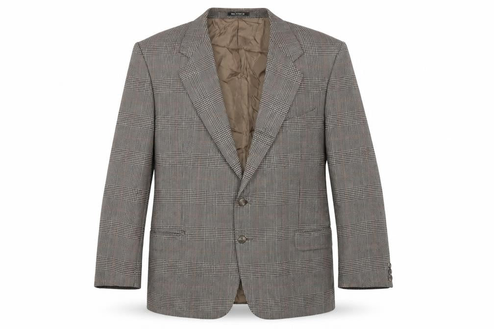 St Michael Men's Brown Wool Check Blazer, Size M, Vintage