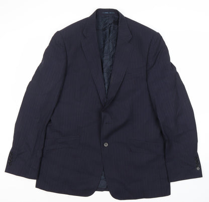 Additional front view of Jaeger Men's Blue Striped Blazer, 42 Regular Fit