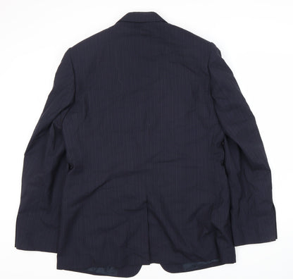 Back view of Jaeger Men's Blue Striped Blazer, 42 Regular Fit