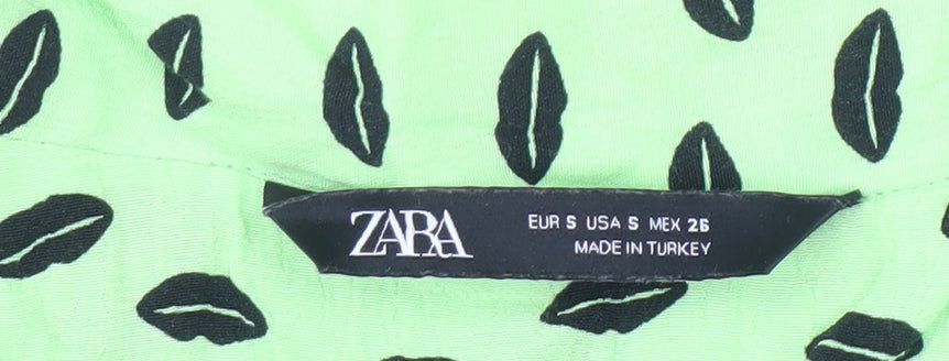 Zara Women's Green Blouse, Animal Print, Size S, Casual