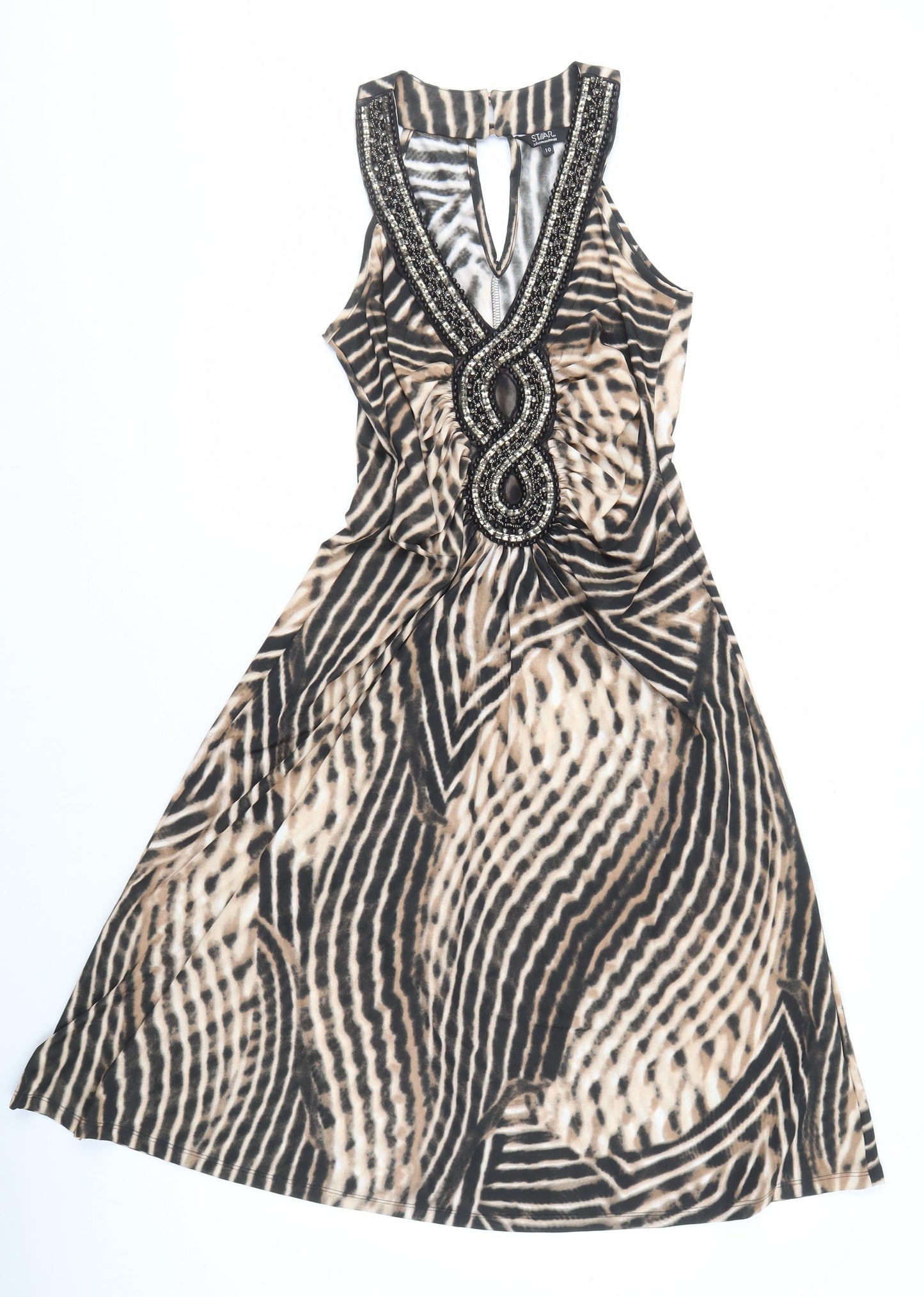 Star by Julien Macdonald Women's Multicoloured Animal Print Beaded Dress