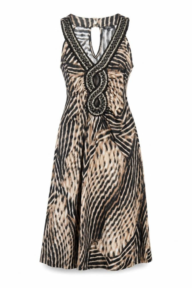 Star by Julien Macdonald Women's Multicoloured Animal Print Beaded Dress