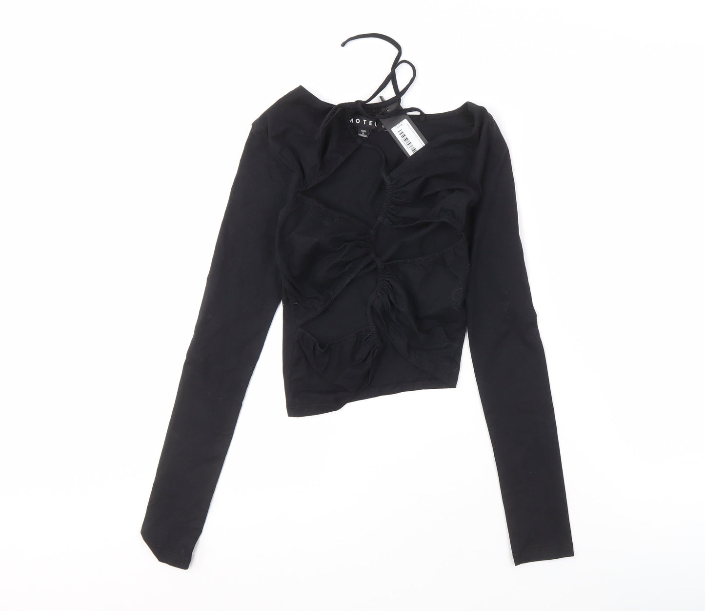 Motel Women’s Black Cropped Top, 2XS, Cotton Blend