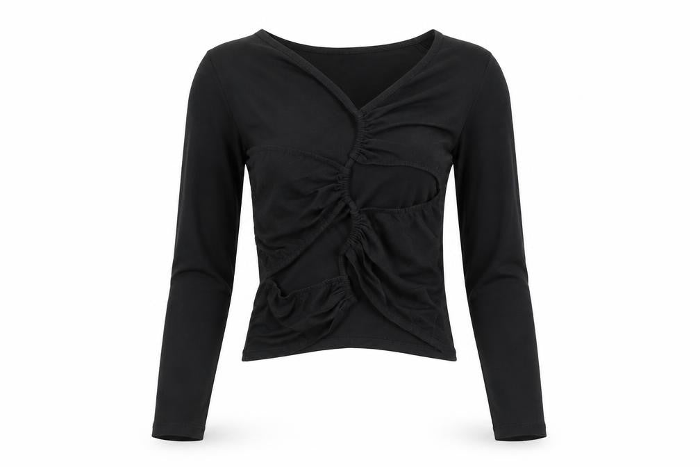 Motel Women’s Black Cropped Top, 2XS, Cotton Blend