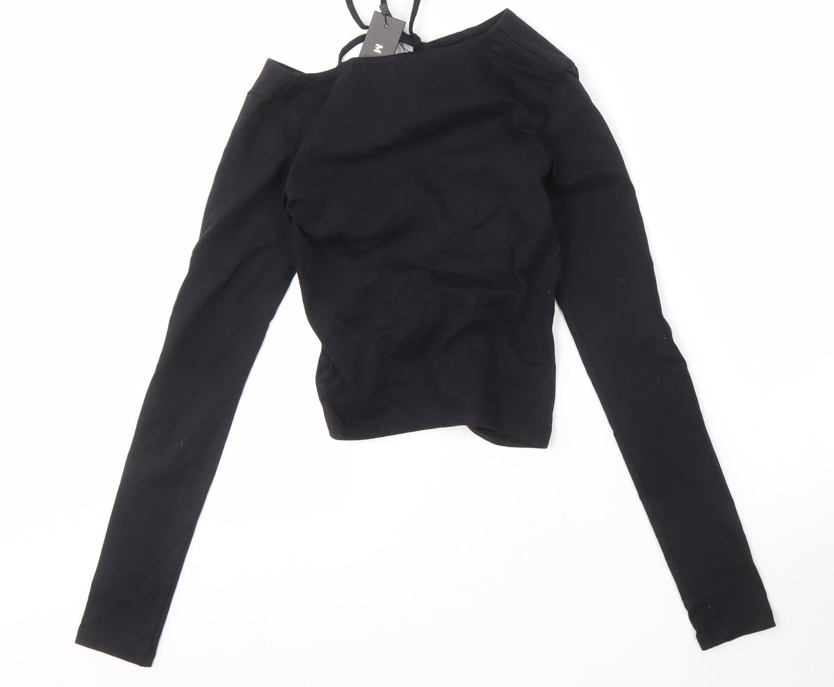 Motel Women’s Black Cropped Top, 2XS, Cotton Blend