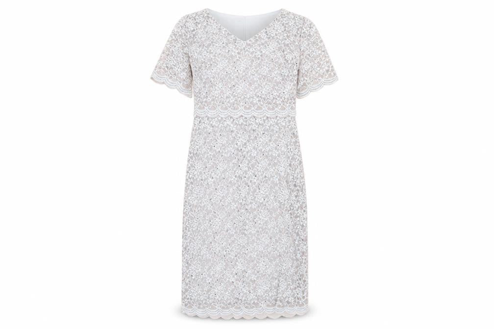 Marks & Spencer Women's Silver Size 12 Lace Sheath Dress