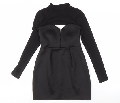 Additional front view of ASOS Women's Black Bodycon Short Dress, size 10