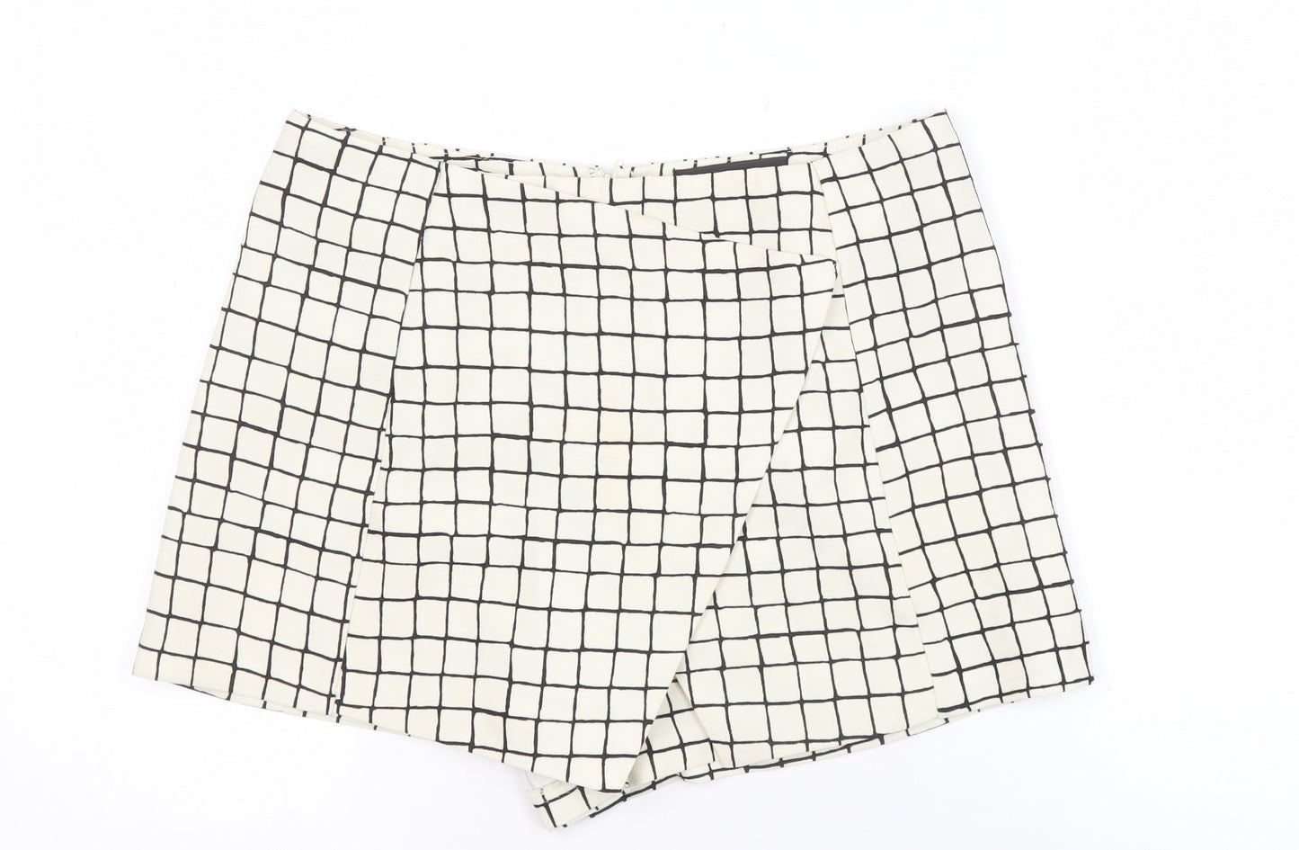 Topshop Women’s White Check Shorts UK 10 Tall